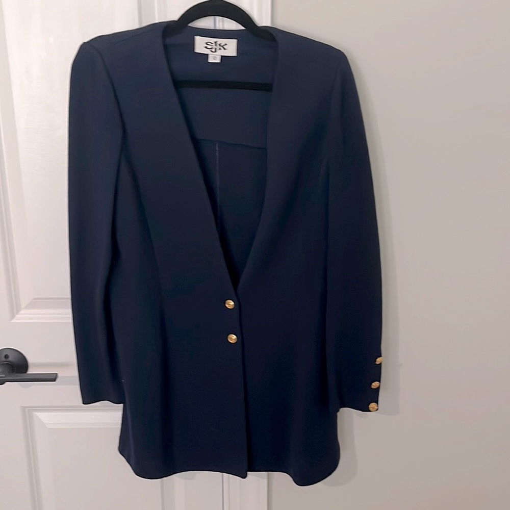 St. John navy cardigan/blazer with gold buttons